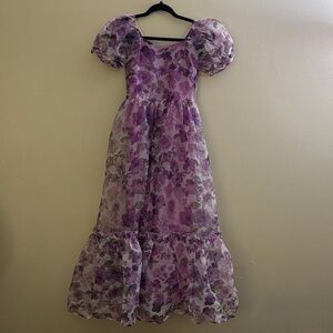 Purple Floral Kids Dress